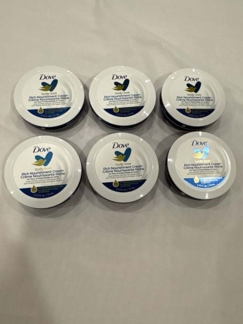 Dove Body Love Rich Nourishment Cream for Face, Hand, and Body, 2.53 Oz, Set of